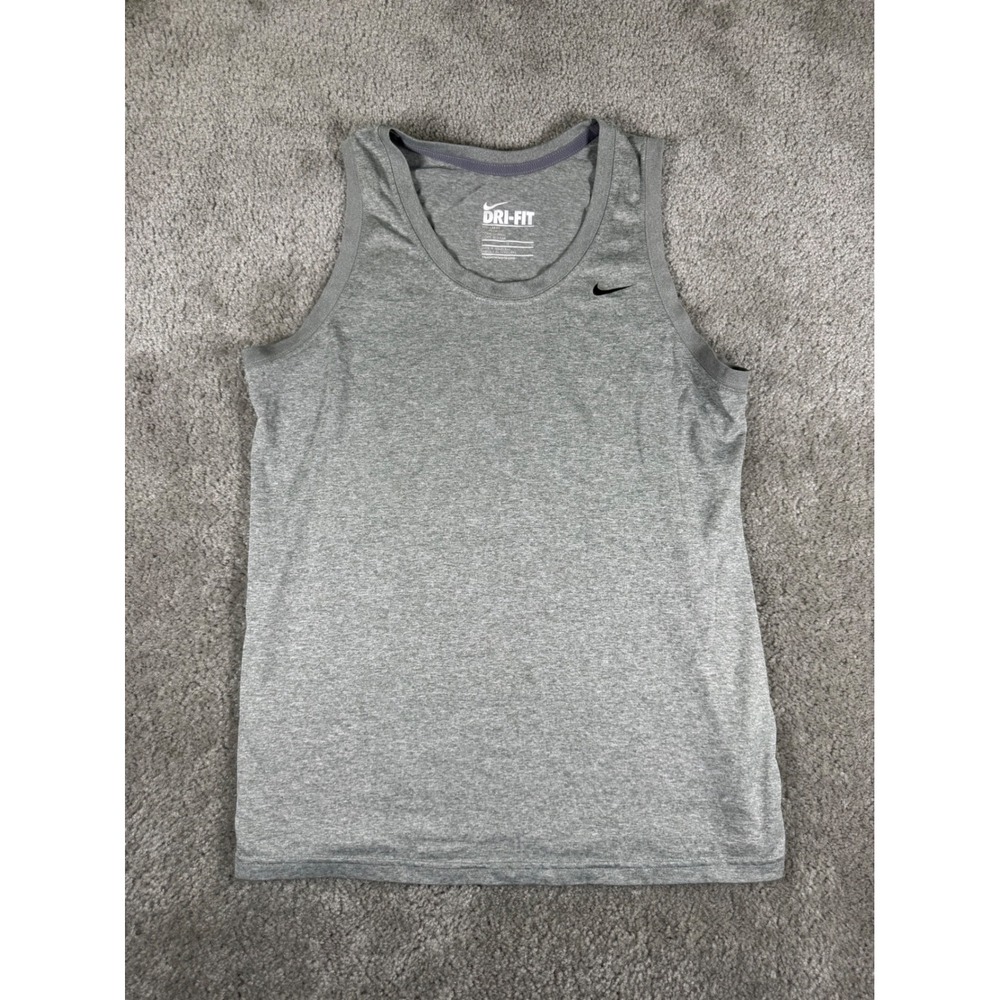 Nike Dri-FIT Mens Large Gray Heathered Sleeveless Training Tank Top Regular Fit